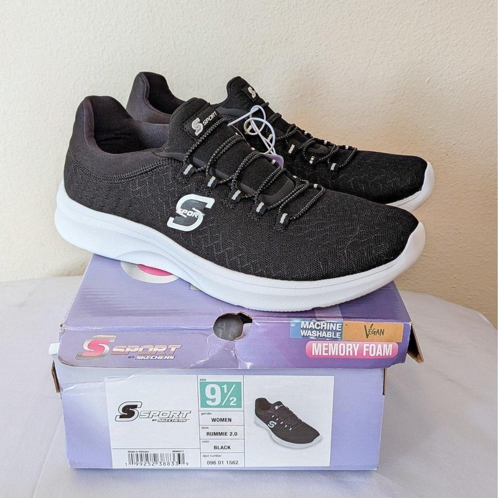 New Skechers S Sport Women's Rummie 2.0 Casual Slip On Sneakers Shoes Black 9.5